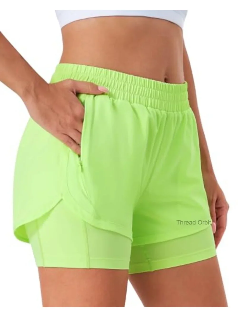 2 in 1 Athletic Running Shorts with Liner and Zip Pockets